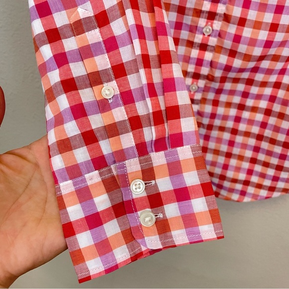 J. Crew Pink Gingham Plaid Cotton Button Up Shirt in Signature Fit NWT Size S - Picture 5 of 12
